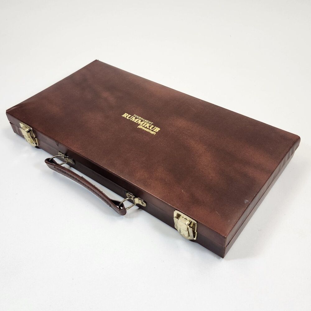 Pressman Rummikub Tournament Incomplete in Faux Leather Case Manual 99 Tiles